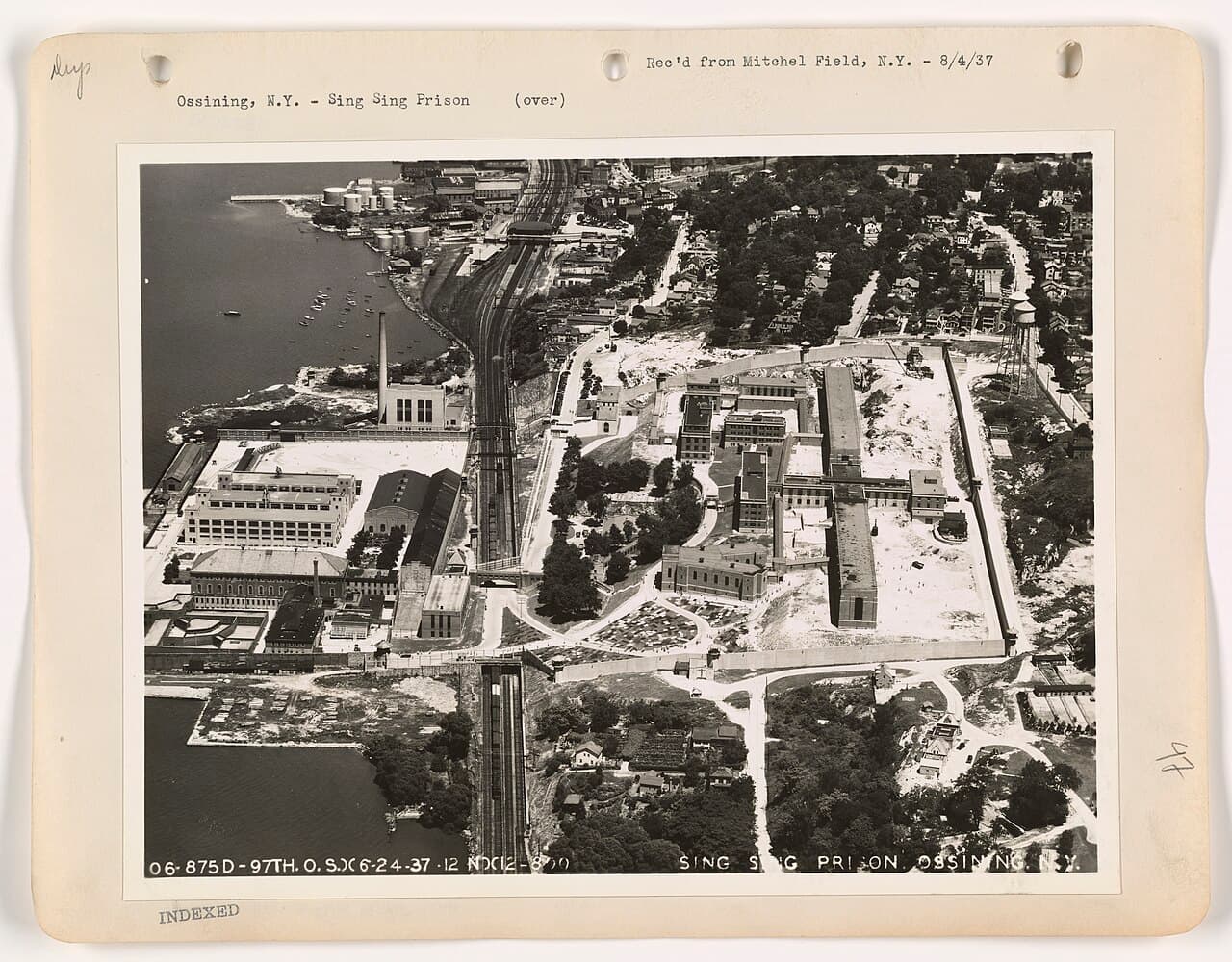Vista aérea da prisão de Sing Sing, em Ossining, Nova York, 1937